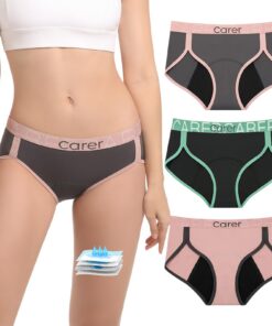 Carer Lot de 3 Sous-vêtements Menstruels Culottes Absorption Rapide Multicolore pour Flux Abondant OEKO-TEX STANDARD 100