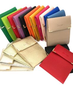 Charmoni étui Pochette Porte chéquier en Cuir Vachette - 3 Plis - 3 emplacements Carte bancaire - Talon à Gauche - Compa