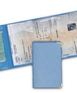 Porte-cartes Bleu Ciel Grise 4 Volets Métallisé Fabriqué en France Élégant & Résistant