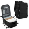 WEPLAN Sac à Dos Voyage Cabine Noir pour Femme Homme Ryanairavec Compartiment à Chaussures 20L Portable Noir