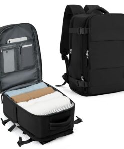 WEPLAN Sac à Dos Voyage Cabine Noir pour Femme Homme Ryanairavec Compartiment à Chaussures 20L Portable Noir