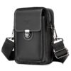 BAIGIO Sac Banane pour Homme en Cuir - Sacoche Banane avec Passant de Ceinture et Pochette Téléphone Portable (Noir)