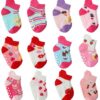 Chaussettes bébé fille Wobon antidérapantes tout-petits, en coton, 12 paires, nouveau-né