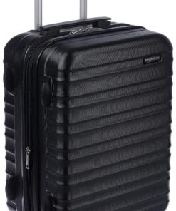 Amazon Basics Bagage de cabine extensible rigide - Sac de voyage en ABS - Noir | Structure légère et anti-rayures | 4 ro