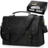 Sac à ordinateur RAINSMORE Noir Imperméable 17.3 Pouces Cuir PU Mallettepour Travail et Collège