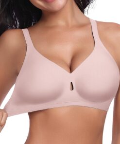 Soutien-gorge Ganado sans coutures doux et confortable pour femme - Col en V profond - Bords ondulés - Push-up - Sans ar