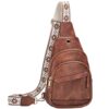 Kasgo Sac de Poitrine Femme Élégant Antivol Convertible Cuir PU Sling Bag Voyage Plein Air Vacances