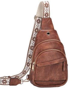 Kasgo Sac de Poitrine Femme Élégant Antivol Convertible Cuir PU Sling Bag Voyage Plein Air Vacances