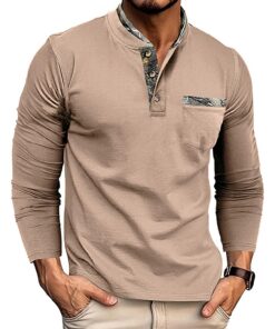 Ryehack T-Shirt Golf Homme Manche Longue Coton Boutonné Regular Fit S-2XL
