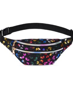 Sac banane holographique résistant à l'eau pour le sport, noir, 1L, sac banane avec ceinture réglable et poches multiple