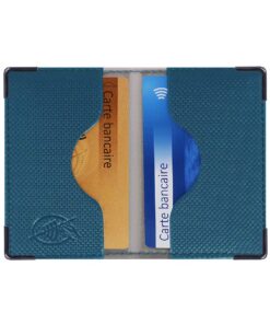 Etui Color Pop Anti-RFID 2 cartes bancaires - Protection des données - Fabrication française (Bleu Pétrole - PVC Silver)