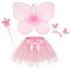 Hifot Princesse Fête Anniversaire Costume Enfant,Papillon Fille Ailes de Fée Enfant Ensemble Baguette Magique Costume Fê