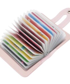 Porte-cartes Shengxi pour Femme et Homme en Cuir Pu, Sac à Main avec Porte-Cartes Visite pour 26 Cartes (Rose)