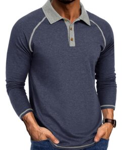 Polo Aro Lora Homme Manches Longues Couleur de Contraste Regular Fit Top Golf Pestoure Casuelle
