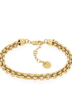 Tommy Hilfiger Bijoux Plaqué Or 23K pour Femme : Bracelet et Collier en Acier Inoxydable