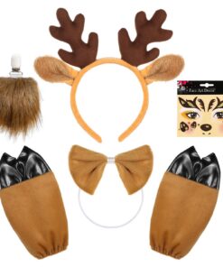 Hifot Déguisement Renne Adultes Enfants pour Halloween Noël Carnaval Cosplay Thème Fête