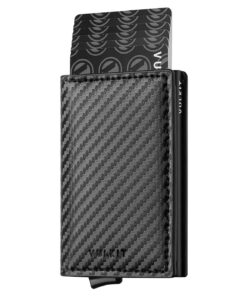 VULKIT Porte-Carte Homme Cuir Anti Piratage RFID avec 3 Fentes & Billets Pop Up Portable petit Portefeuille Homme