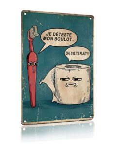 "Je Déteste Mon Boulot... OH, S'il Te Plaît !!!" Panneaux Drôles en Métal pour Salle de Bain, Decoration Vintage Murale