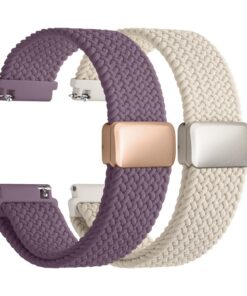 Fullmosa Bracelet Montre En NylonCompatible Avec Samsung Galaxy Watch/Garmin - Set De 2bracelets Tressés 20mm Et 22mm Po