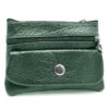 Charmoni Portefeuille pour Homme en Cuir Vache - Multi Poches Vert - Zip et Bouton Pression