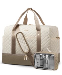 LOVEVOOK Sac de Voyage Femme Populaire, Grand Capacity Sac de Sport Fonctionnel, Sac Weekend avec Compartiment à Chaussu