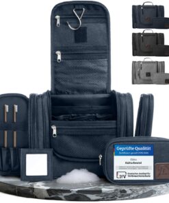 Obics Obics® Trousse de Toilette Voyage XXL Bleu Grand pour Femme et Homme - 8L - Pochette-de-Toilette avec Poignée de S