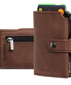 Portefeuille Homme Minimaliste Cuir Marron Protégé RFID 24 Mois Garantie