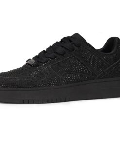 Baskets femme mode tennis blancs basse en cuir avec strass brillants pour femme chic et moderne