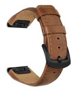 TRUMiRR Remplacement pour Fenix 7/6/5/5 Plus Bracelet de Montre, Cuir Vachette, Facile à Retirer, Compatible Garmin Inst