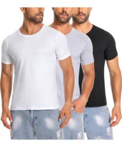 Cyathea Lot de 3 T-Shirts pour Homme en Coton Léger d'été à Col Rond - Idéal pour l'été - Lot de 3 T-Shirts Basiques pou