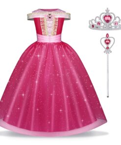 Robe de Princesse URAQT Aurore pour Filles | Costume de La Belle au Bois Dormant | Fête d'Anniversaire + Halloween + Noë