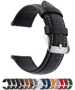 Fullmosa 22mm Bracelet de Montre en Cuir Noir compatible avec Samsung Gear S3 Classic/Frontier/Galaxy Watch 46mm/Galaxy