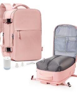 Sac de Voyage à Compression Sous Vide avec Pompe, Sac à Dos Cabine pour Avion (45x36x20 cm) Ordinateur 15,6" Homme/Femme