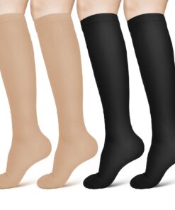 Chaussettes de Compression ACWOO 15-20 mmHg pour Femmes et Hommes, Entorse de la Cheville, 2 Paires