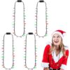 Hifot Ampoule LED Collier Noel Femme 4 Pièces Bijoux Lumineux Fêtes Adulte Enfants Carnaval