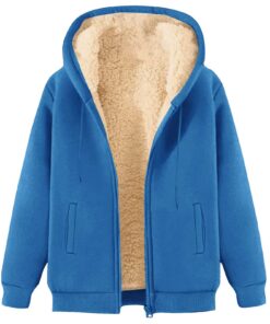 Sweat à capuche en polaireGeneric Chaud Doublure douceVeste d'hiver avec pochePour les sports de plein air