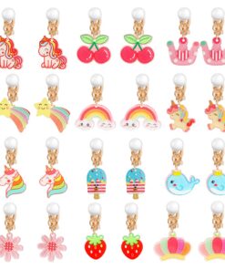 Hifot Boucles d'oreilles Licorne Fraise Fille Enfants Accessoires Princesse Cadeau Anniversaire