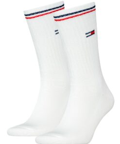 Tommy Hilfiger Crew Chaussettes Mixte Mode Masculine Hiver Chaude Lot de 2 Noir Foncé