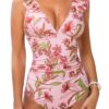 Maillot de bain CUPSHE pour femme | Col plongeant | Volants | Bretelles réglables | Maillot de bain froncé | Chic et con