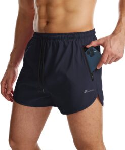 Short de course Suwangi Hommes Séchage Rapide Fitness dengan Poches Zippées