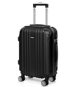 Todeco Valise Cabine 55cm Rigide ABS Légère avec 4 Roues Doubles, Valise à Main Voyage 55x35x22cm Noir