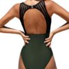Maillot de bain CUPSHE femme effet gainant col haut découpé dos maille une pièce