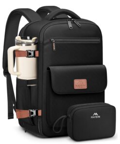 Sac à dos MATEIN Noir pour Voyage et Travail Compatible Ryanair AirFrance Lufthansa, Ordinateur Portable 15,6 Pouces