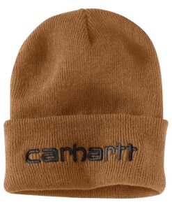 Titre SEO optimisé : Carhartt Isolierte Strickmütze mit Logo-Grafik et Umschlag Bonnet Hommes HIVER NEIGE CHAUD CHIC FON