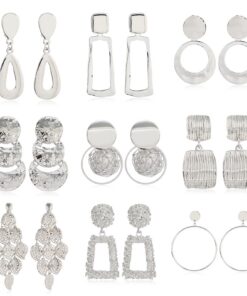 Boucles d'oreilles pendantes argent Hifot femme, grandes boucles d'oreille non percées cadeau anniversaire