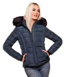 Veste d'hiver matelassée Navahoo B355 pour femme avec col en fourrure amovible