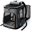 Sac à dos Lekesky pour chat et petit chien, extensible, avec laisse de sécurité intérieure et 2 tapis, gris