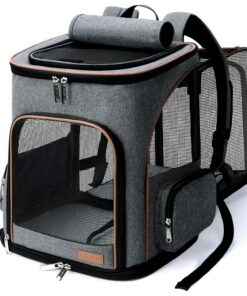 Sac à dos Lekesky pour chat et petit chien, extensible, avec laisse de sécurité intérieure et 2 tapis, gris
