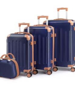 LALAHO Set de 4 Valises avec Vanity Case, Grande Taille & Cabine, Petite Valise, ABS Renforcé, Roulettes Pivotantes 360°