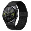 Bracelet à Dégagement Rapide 22mm Noir | Acier Inoxydable | Boucle Réglable | Remplacement Elastique pour Montres Connec